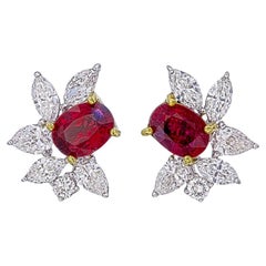 Boucles d'oreilles en rubis sang de pigeon de 1,52 carat certifié GRS