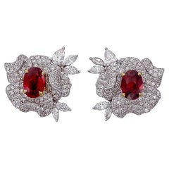 GRS Certified 1.54 Carat Burmese No Heat Pigeon Blood Ruby and Diamond Earrings