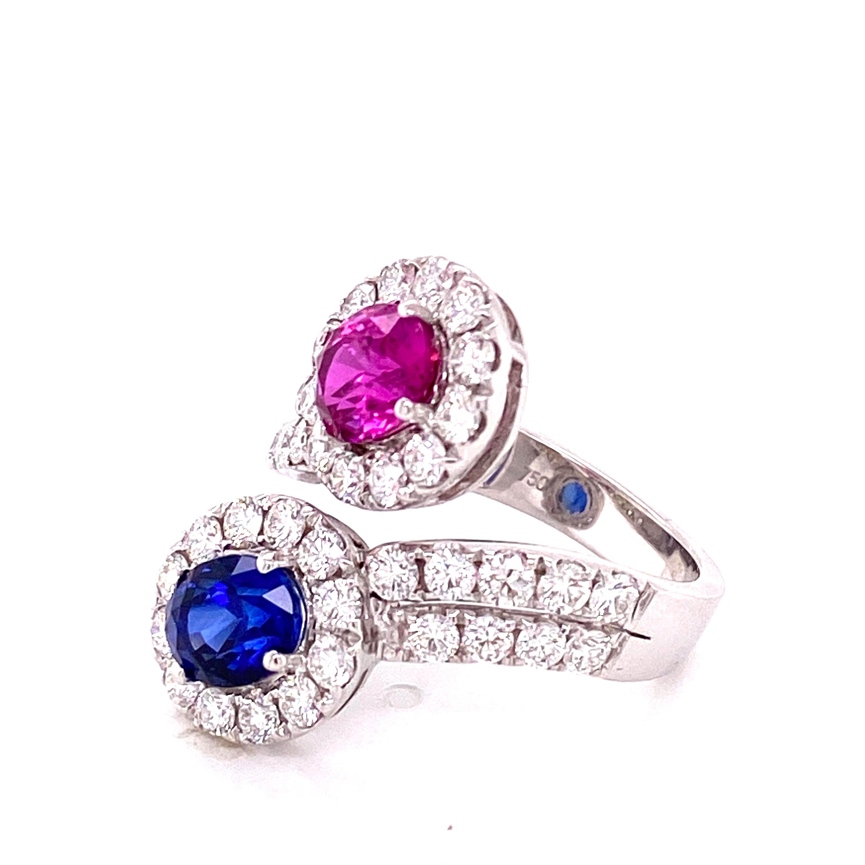 blue and pink ring