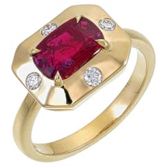 GRS Certified 1.62 Carat Burma No Heat Pigeon Blood Ruby Diamond Ring in 18K