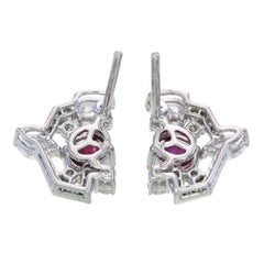 Pendientes de rubíes y diamantes birmanos de sangre de paloma sin calor certificados GRS de 1.63 quilates