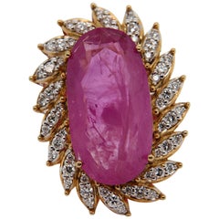 GRS Certified 17.58 Carat Burmese Pink Sapphire Ring Cocktail Ring