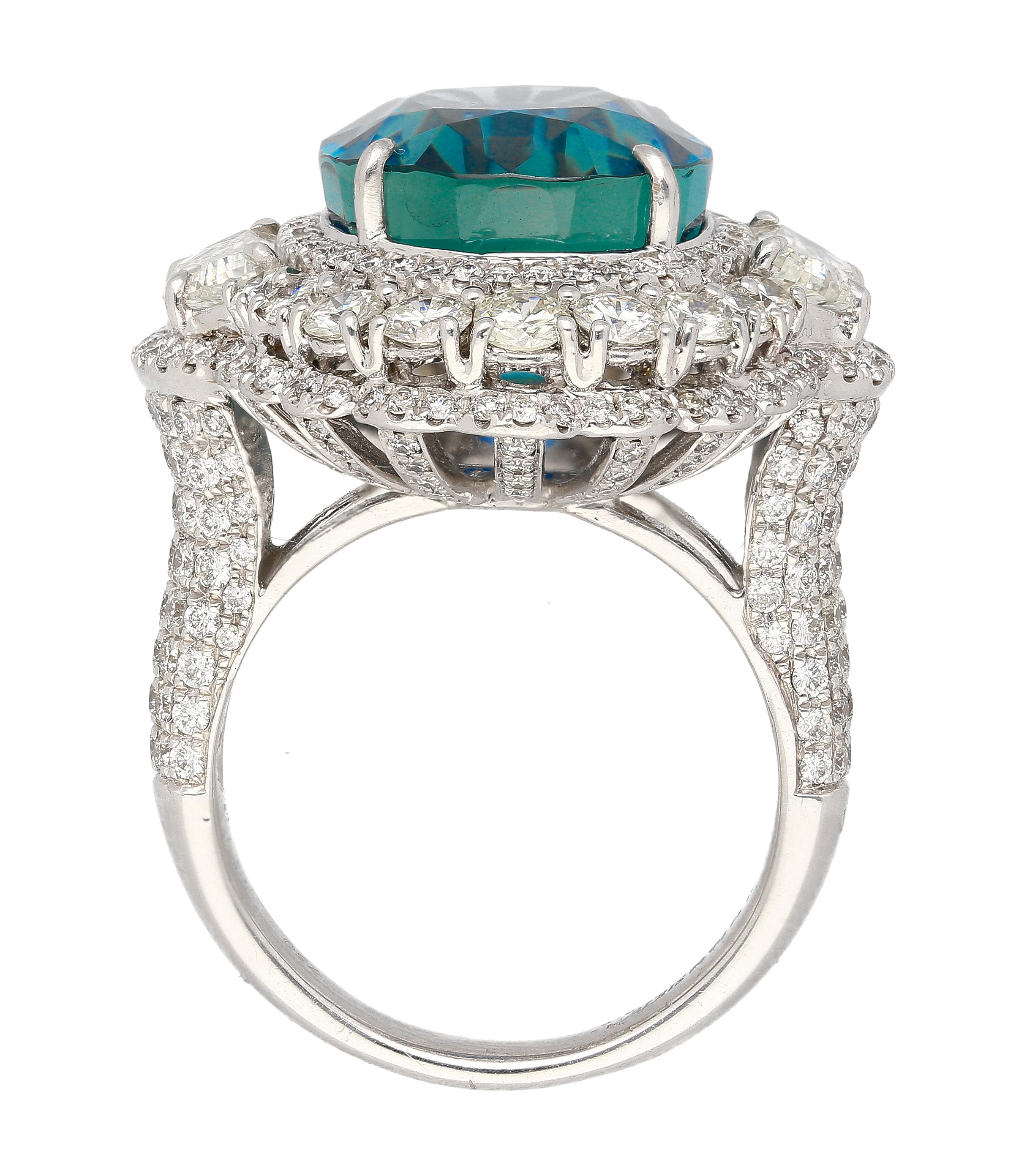 Art Deco GRS Certified 18 Carat No Heat Mogok Burma Oval Cut Blue Sapphire & Diamond Ring For Sale