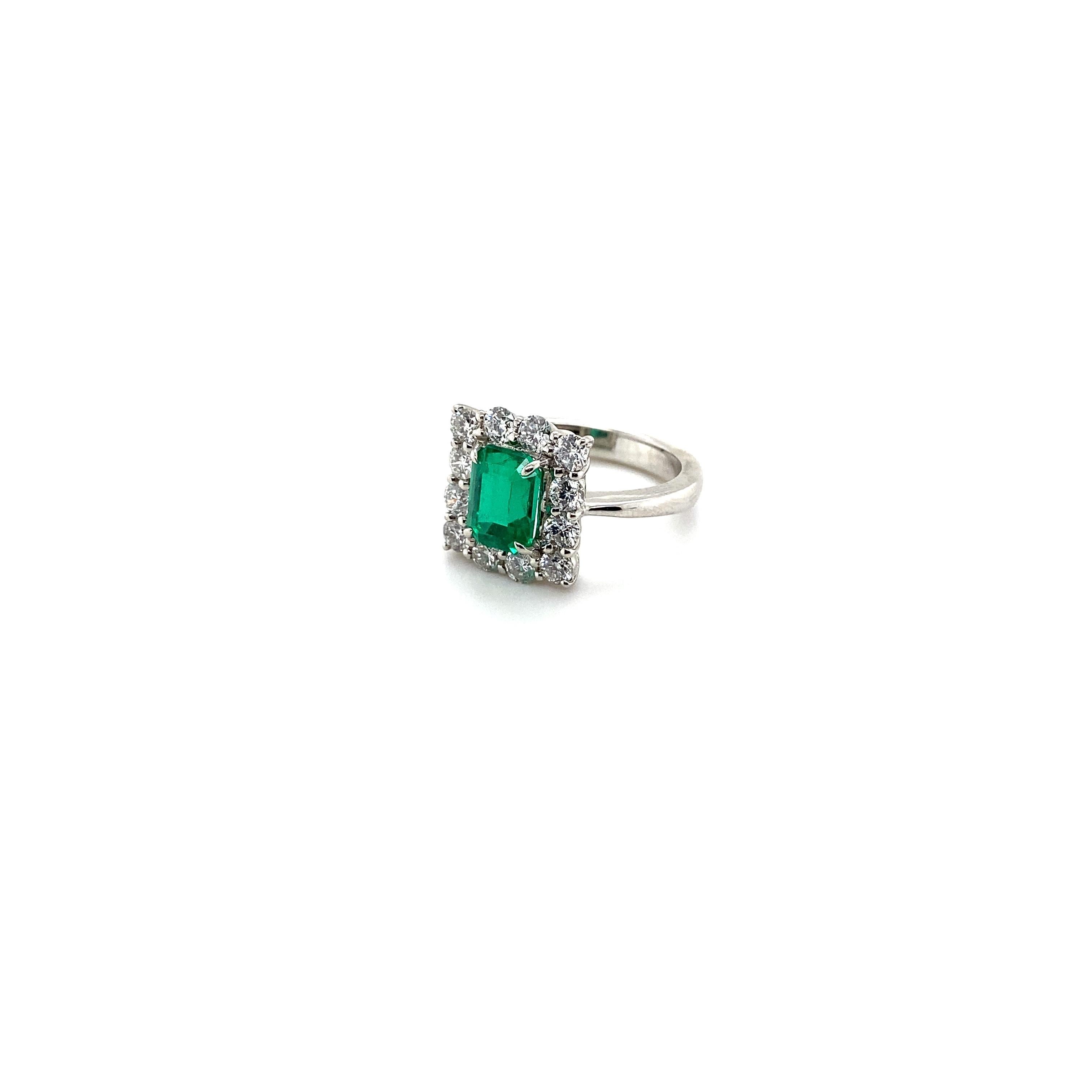 Crafted in Platinum, the center is adorned by a GRS Certified vivid green color-saturated, legendary color variety, Muzo Colombian emerald. Colombian specifically from the Muzo mines is the finest color and high luster.
A rarity of nature, weighing