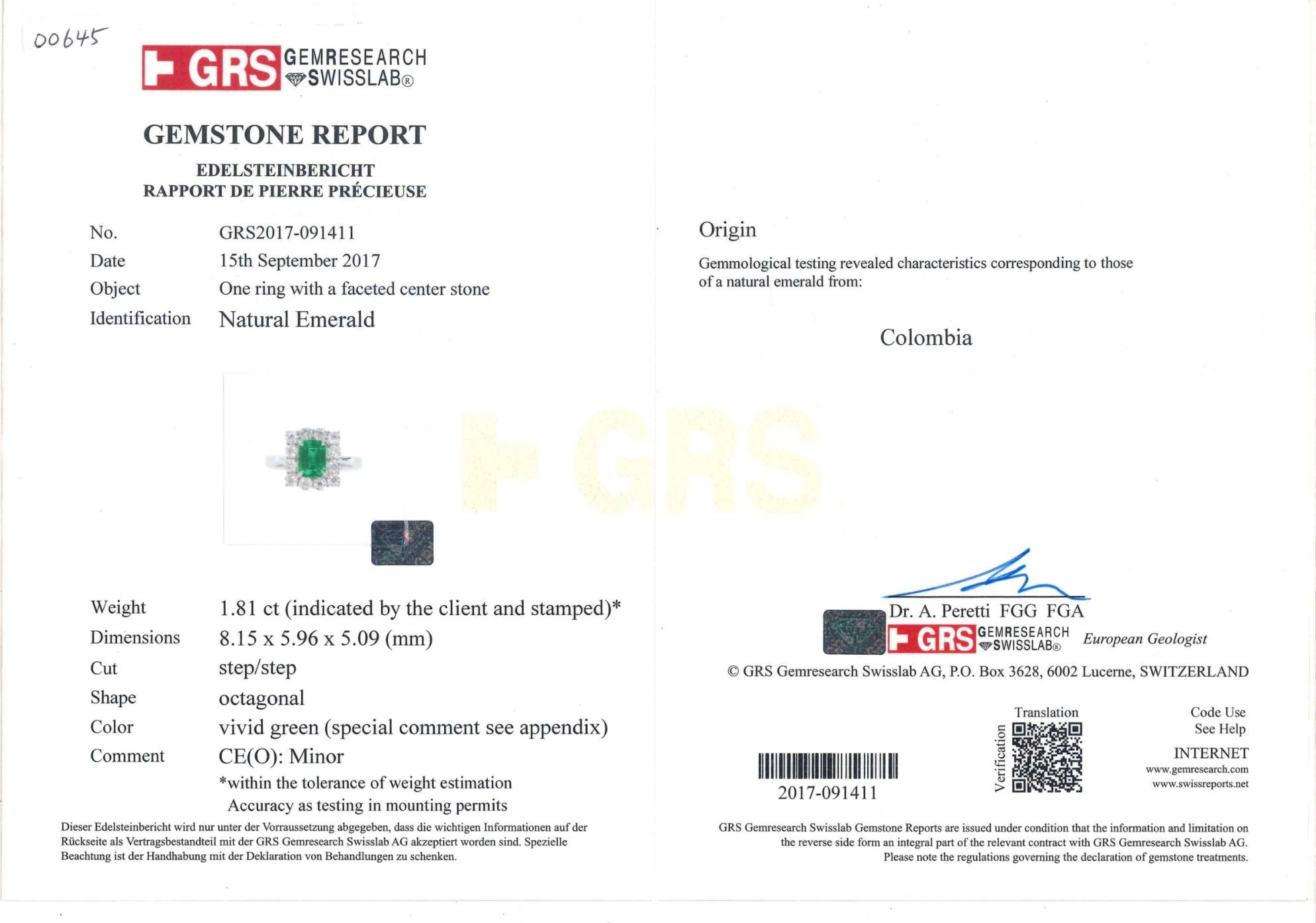 GRS Certified 1.81 Ct Muzo 