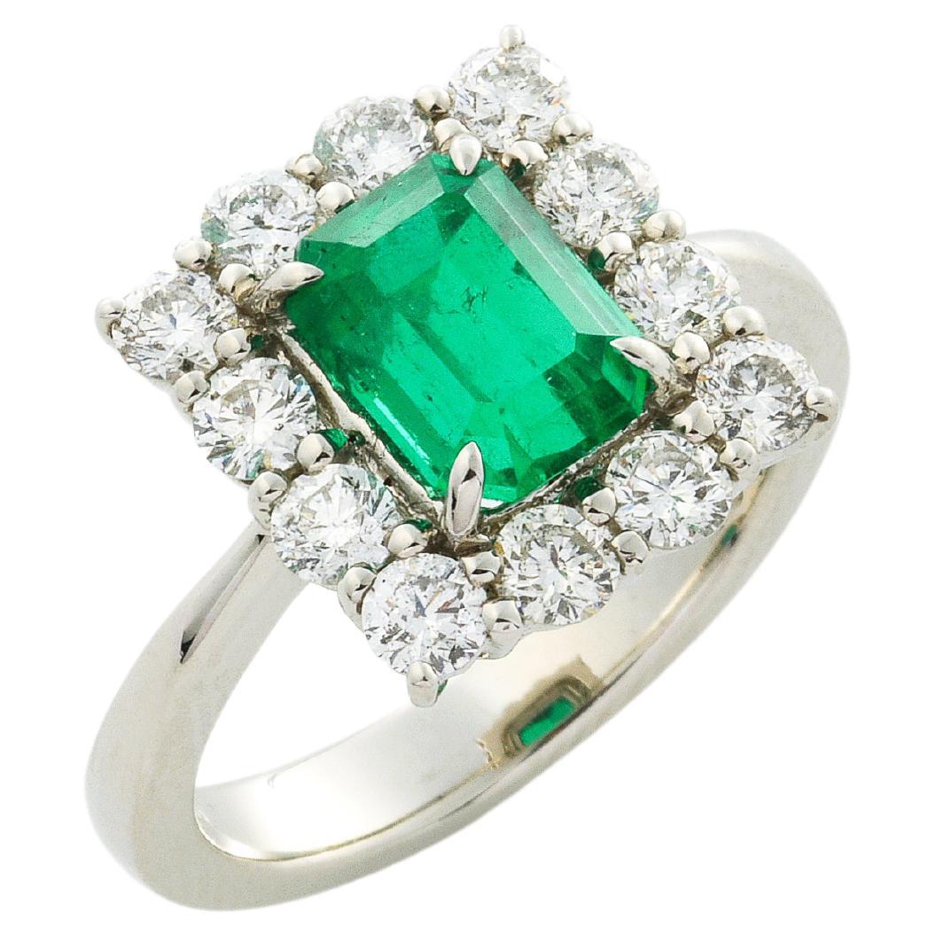 Bague en émeraude certifiée GRS de 1,81 ct Muzo "Vivid Green" (vert vif) en vente