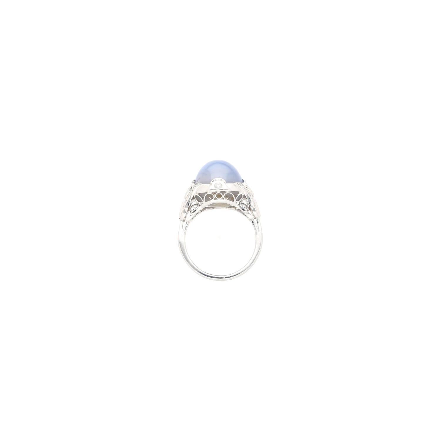 Retro GRS Certified 18.29 Carat No Heat Sri Lanka Pastel Blue Star Sapphire Ring For Sale