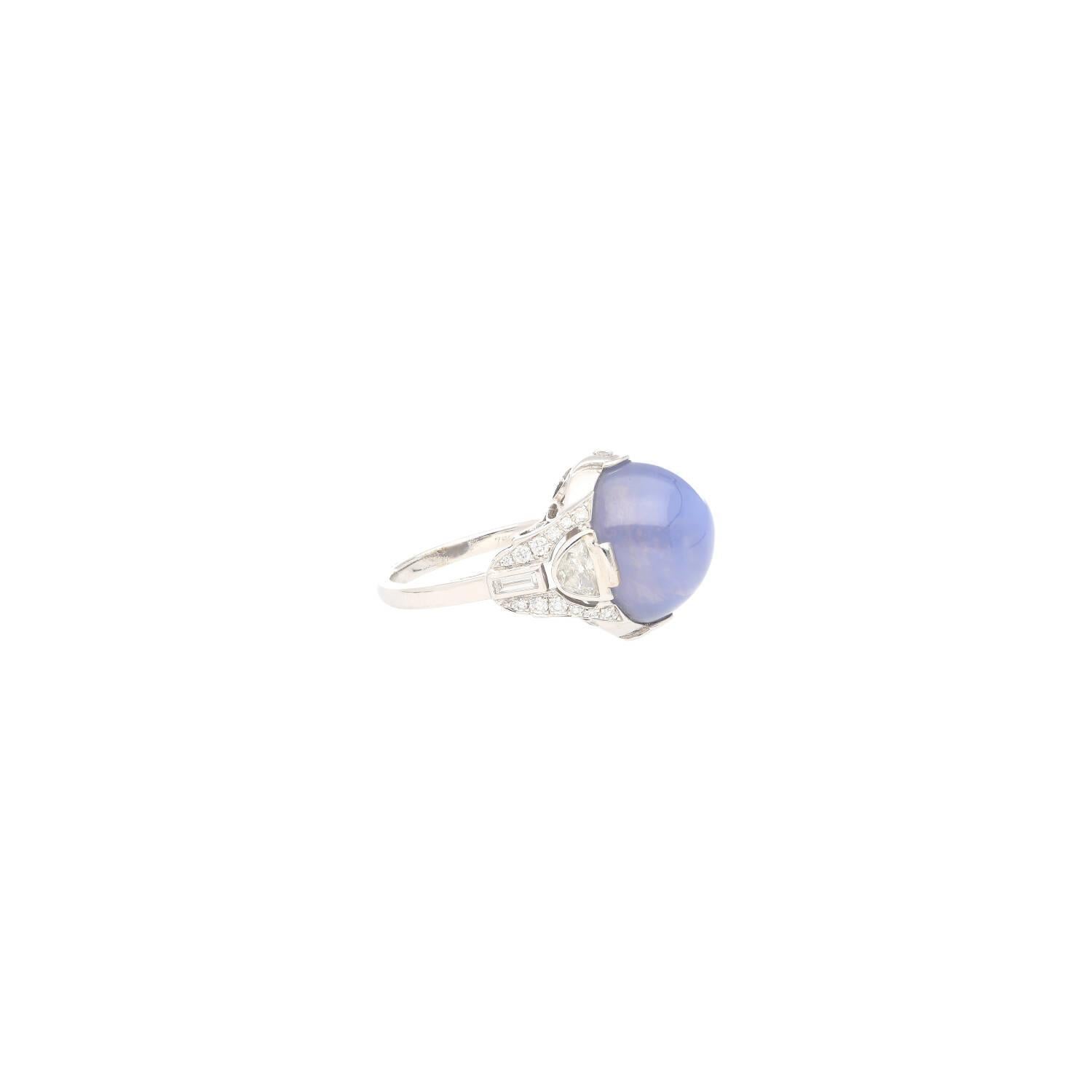 GRS Certified 18.29 Carat No Heat Sri Lanka Pastel Blue Star Sapphire Ring For Sale 1