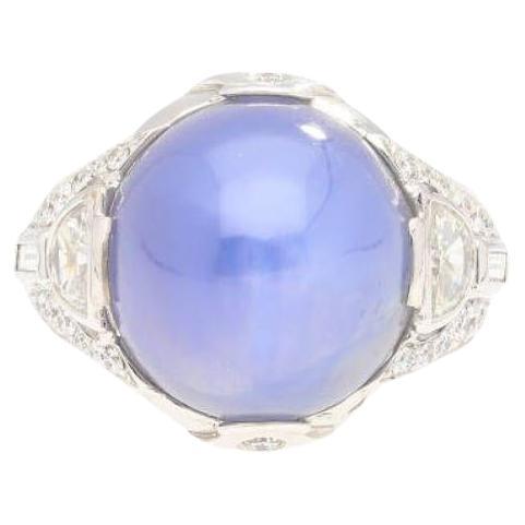 GRS Certified 18.29 Carat No Heat Sri Lanka Pastel Blue Star Sapphire Ring For Sale