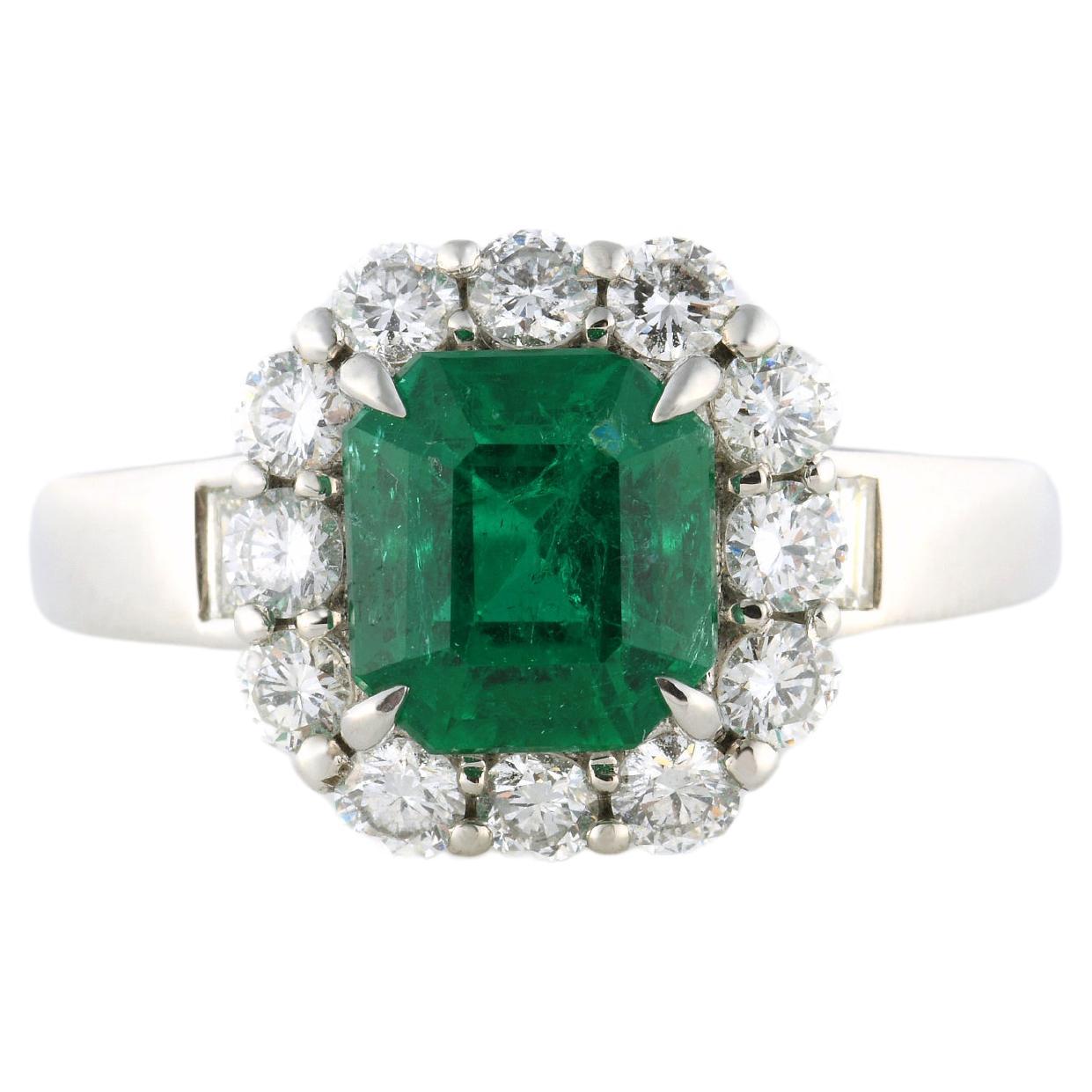 GRS Certified 1.87 ct Muzo "Vivid Green" Colombian Emerald Ring For Sale