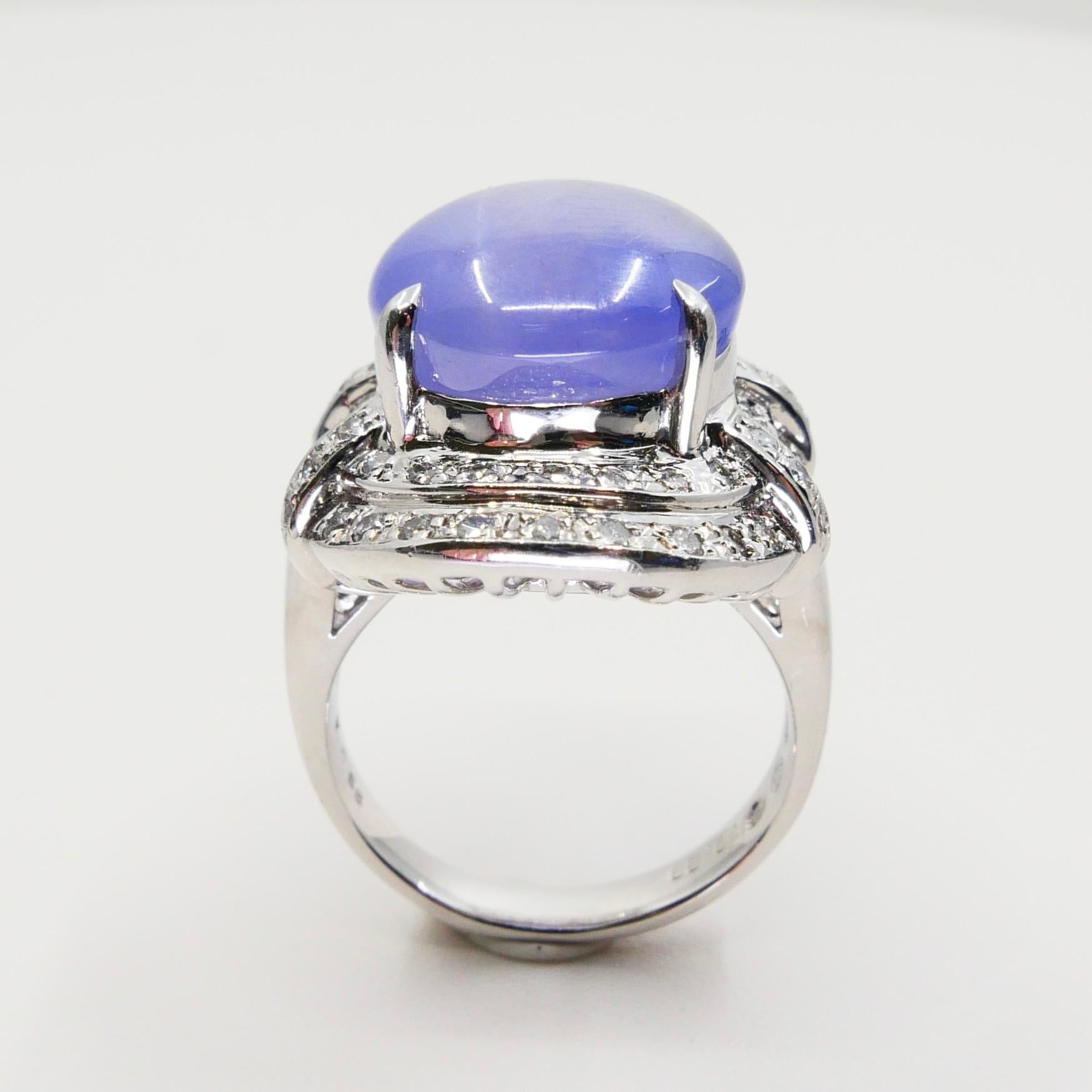 GRS Certified 19 Carats Pastel Blue Star Sapphire & Diamond Ring, Strong Star 1