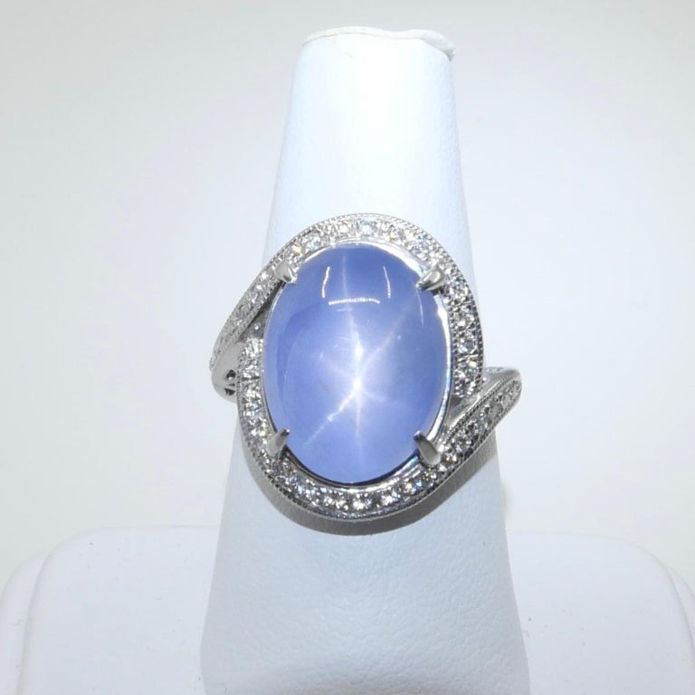 GRS Certified 19 Carats Star Sapphire Diamond Ring by Tasaki, Strong Star