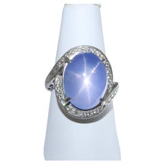 GRS Certified 19 Carats Star Sapphire & Diamond Ring by Tasaki, Strong Star