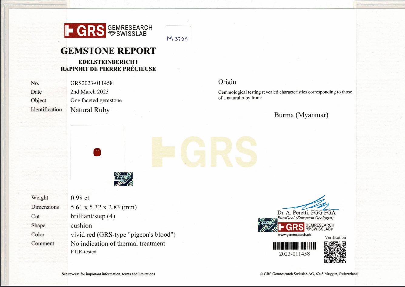 Women's or Men's GRS Certified 1.91 Carat Pigeon Blood Burmese No Heat Ruby and Diamond Earring For Sale
