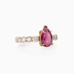 GRS Certified 1.94 Carat Ruby and 1.74 Carat Diamond Ring in 14K Yellow Gold