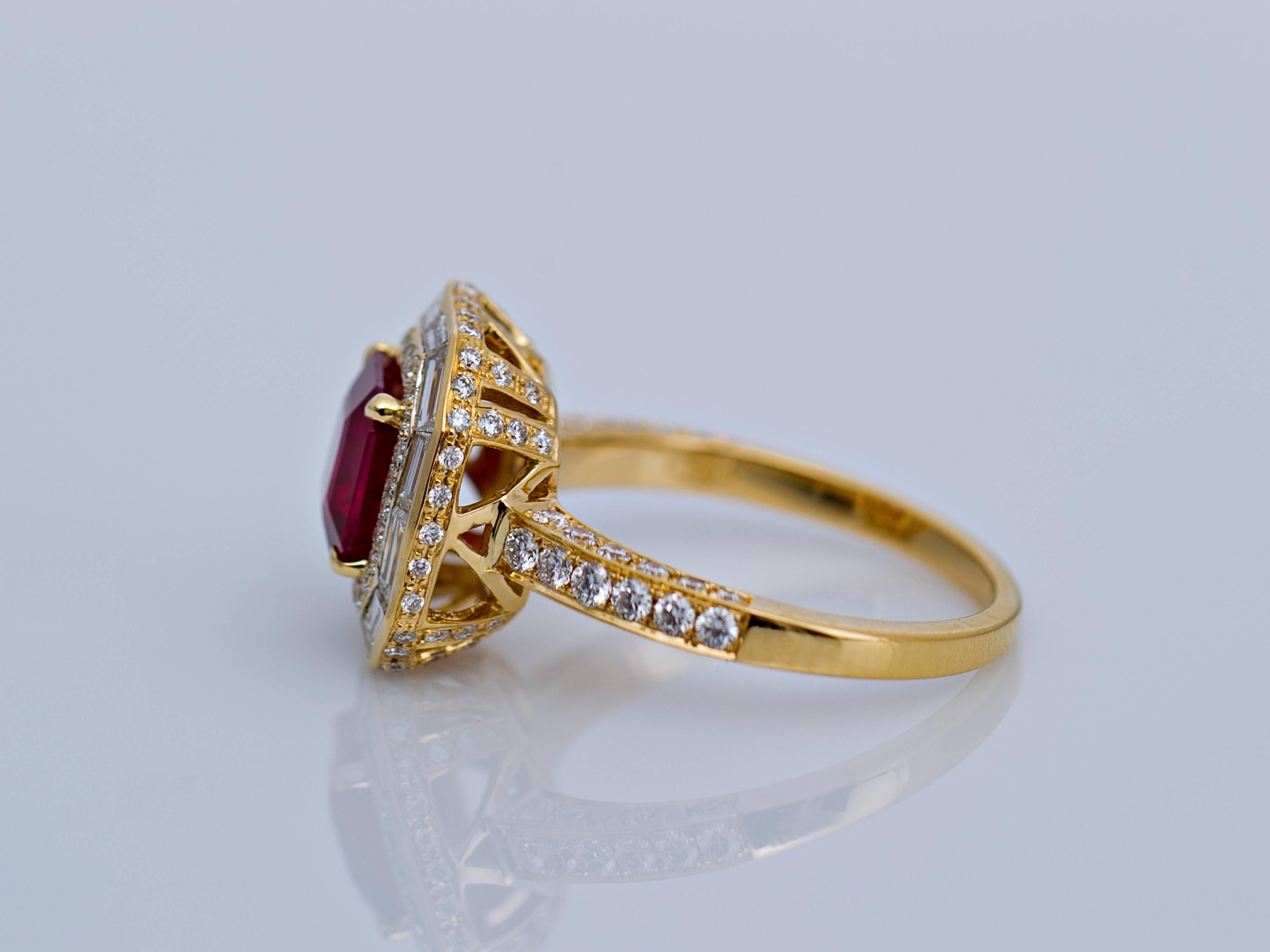 GRS Certified 1.98 Carat Burma Ruby Ring 1