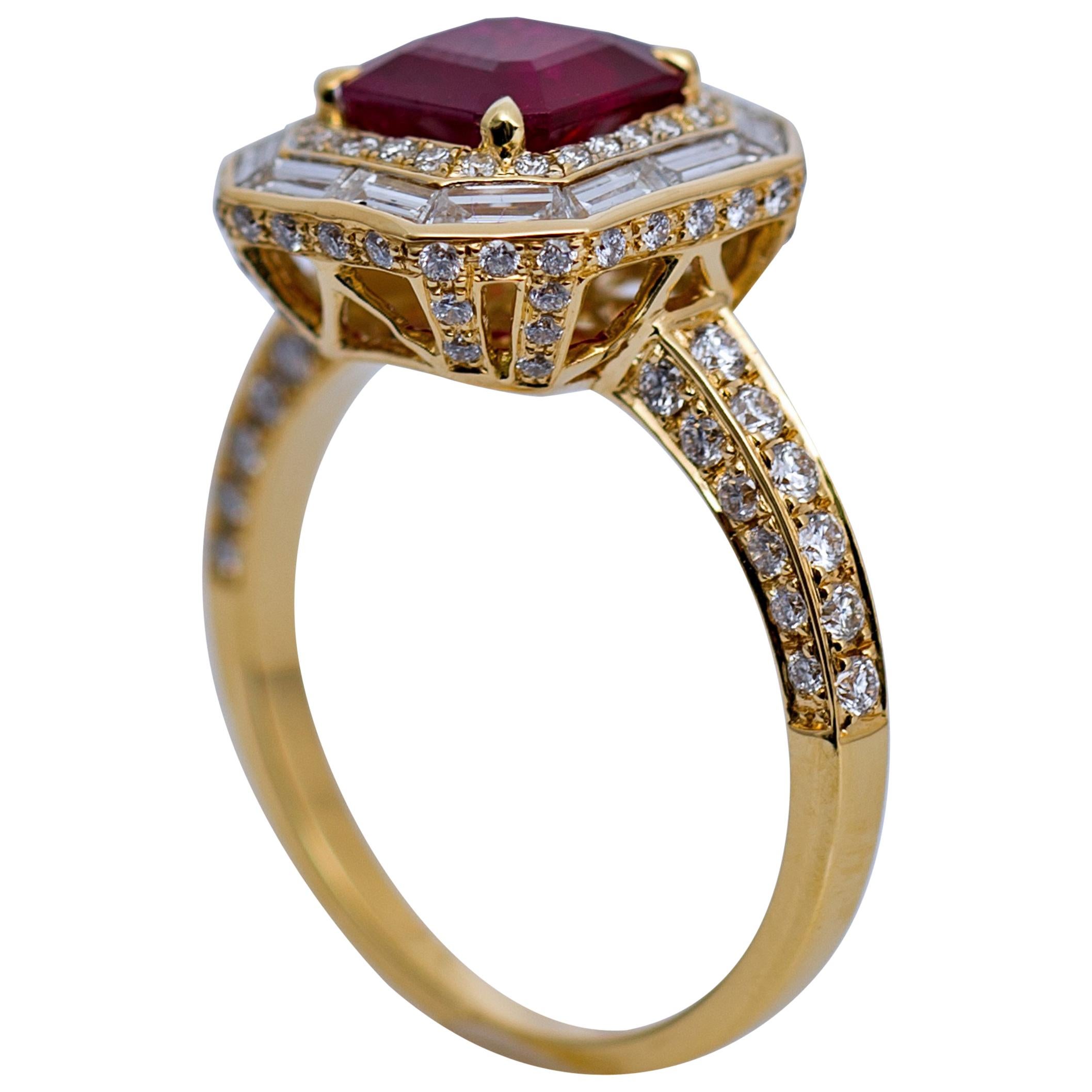 GRS Certified 1.98 Carat Burma Ruby Ring