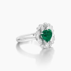 GRS Certified 2 Carat Heart Shape Green Emerald Diamond Platinum Ring