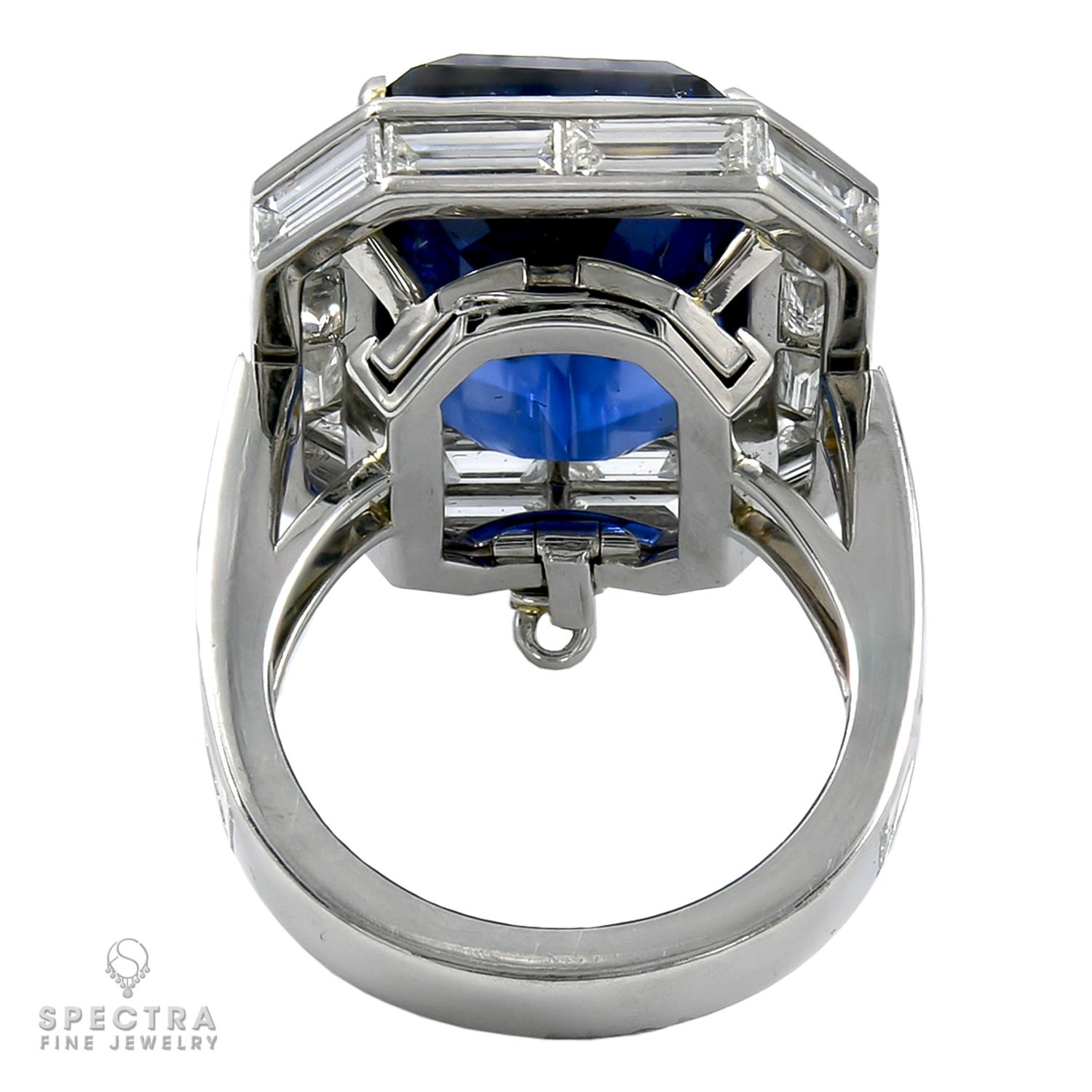 Moderne Bague pendentif en diamant et saphir bleu royal certifié GRS de 20,12 carats en vente