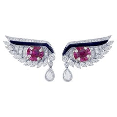 GRS Certified 2.03 Carat Burmese Pigeon Blood No Heat Ruby and Diamond Earrings