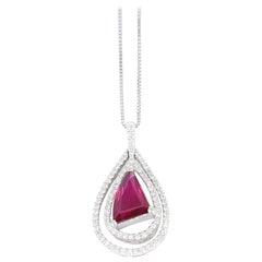 GRS Certified 2.03 Carat No Heat Vivid Red Mozambique Ruby and Diamond Pendant