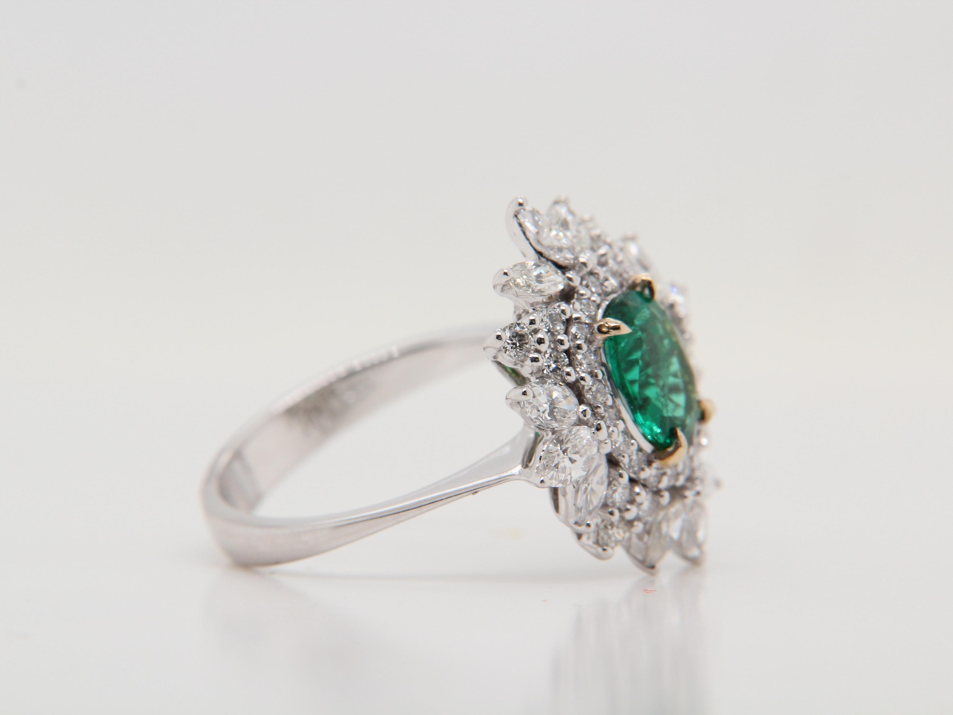 Oval Cut 1.01 Carat Emerald And Diamond Ring