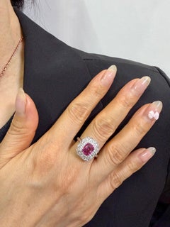 GRS Certified 2.04 Cts Natural Vivid Pink No Heat Sapphire Rose Cut Diamond Ring