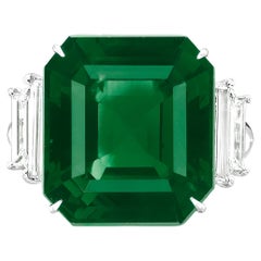 GRS Certified 21 Carat Cushion Green Emerald MINOR OIL Ring
