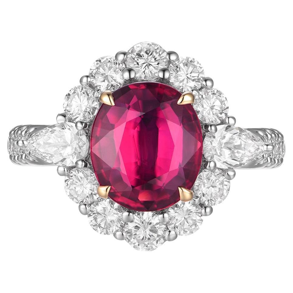 GRS Certified 2.11 Carat Ruby Diamond Ring in 18 Karat White Gold at ...
