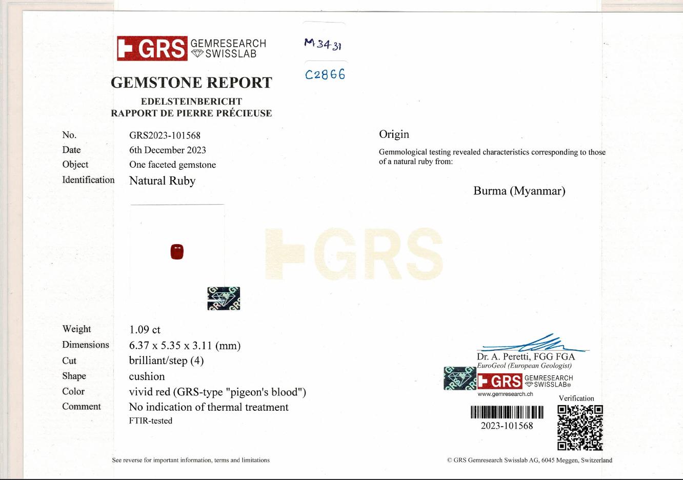GRS-zertifizierte 2,12 Karat Taubenblut-Rubin- und Diamant-Ohrringe für Damen oder Herren im Angebot