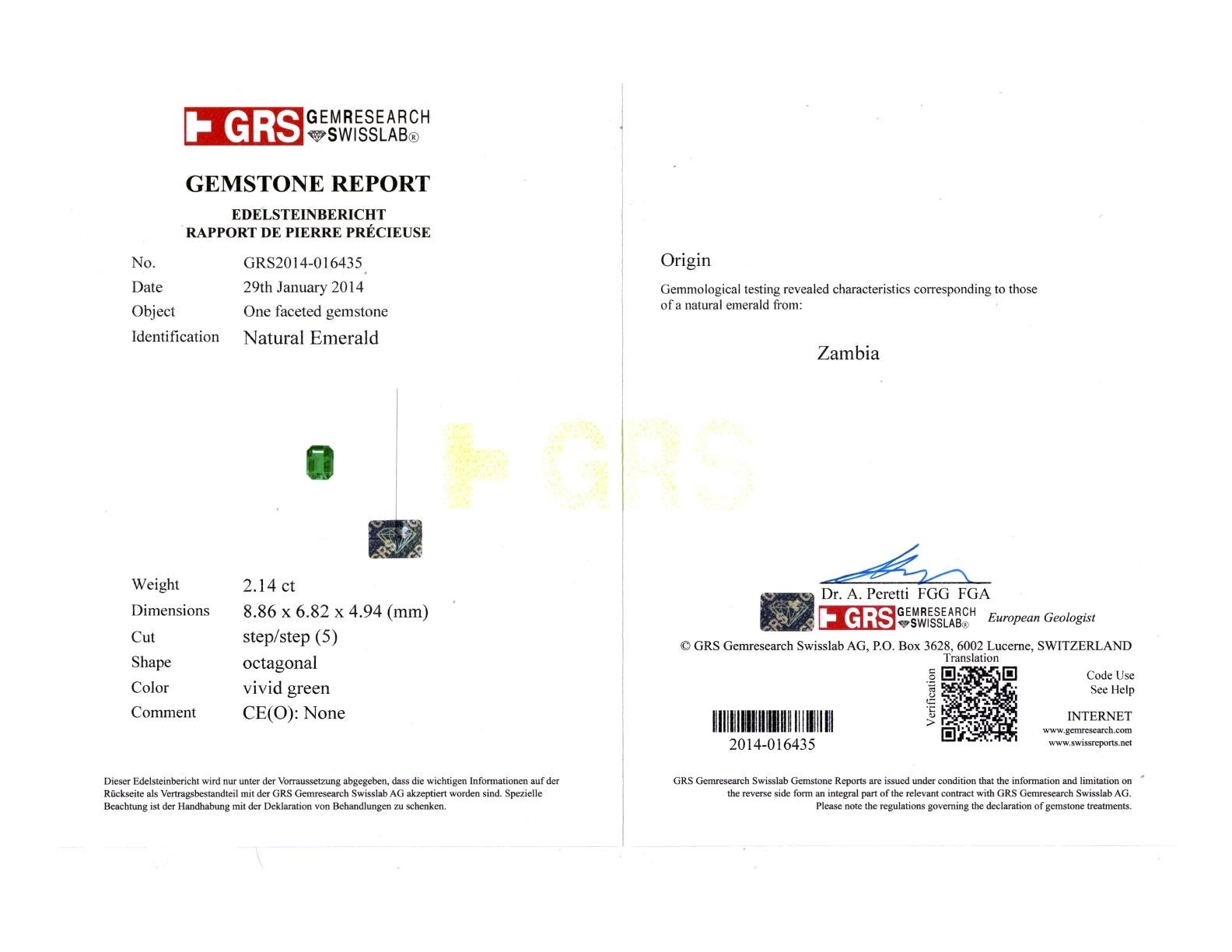 GRS Certified 2.14 Carat No Oil Vivid G. Emerald & Diamond Ring In New Condition For Sale In Bangkok, Bangkok