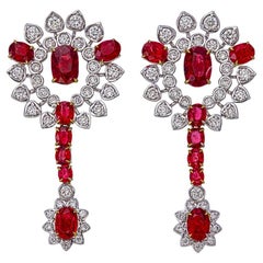 GRS Certified 2.15 Carats Pigeon Blood Ruby Earrings in 18 Karat White Gold
