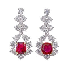 Orecchini con diamanti e sangue di piccione di Birmania da 2,16 carati certificati GRS in WG 8K
