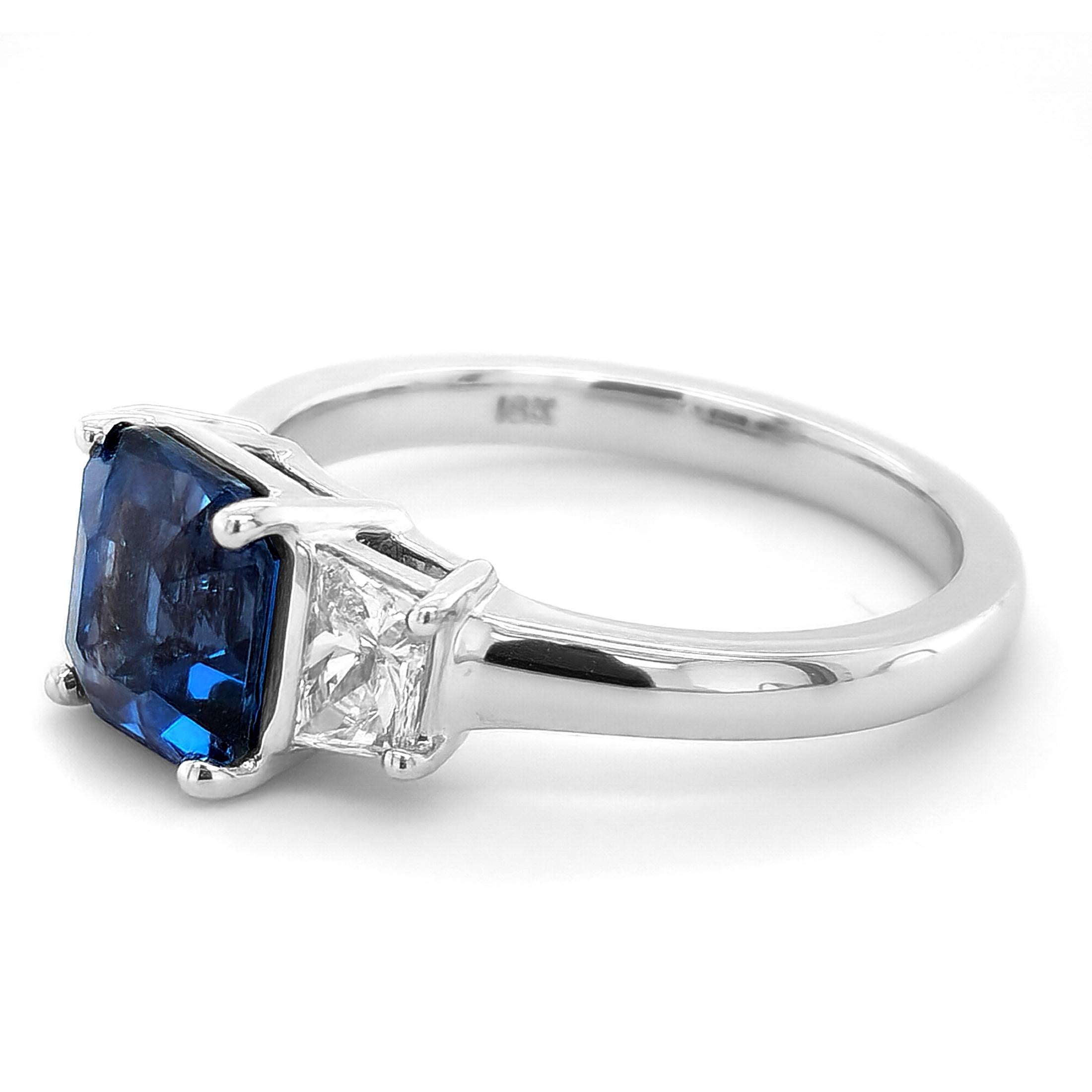 Mixed Cut GRS Certified 2.18 Carats Cobalt Spinel Diamonds set in 18K White Gold Ring For Sale