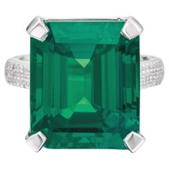 GRS Certified 12.09 Carat INSIGNIFICANT OIL Emerald Platinum Ring