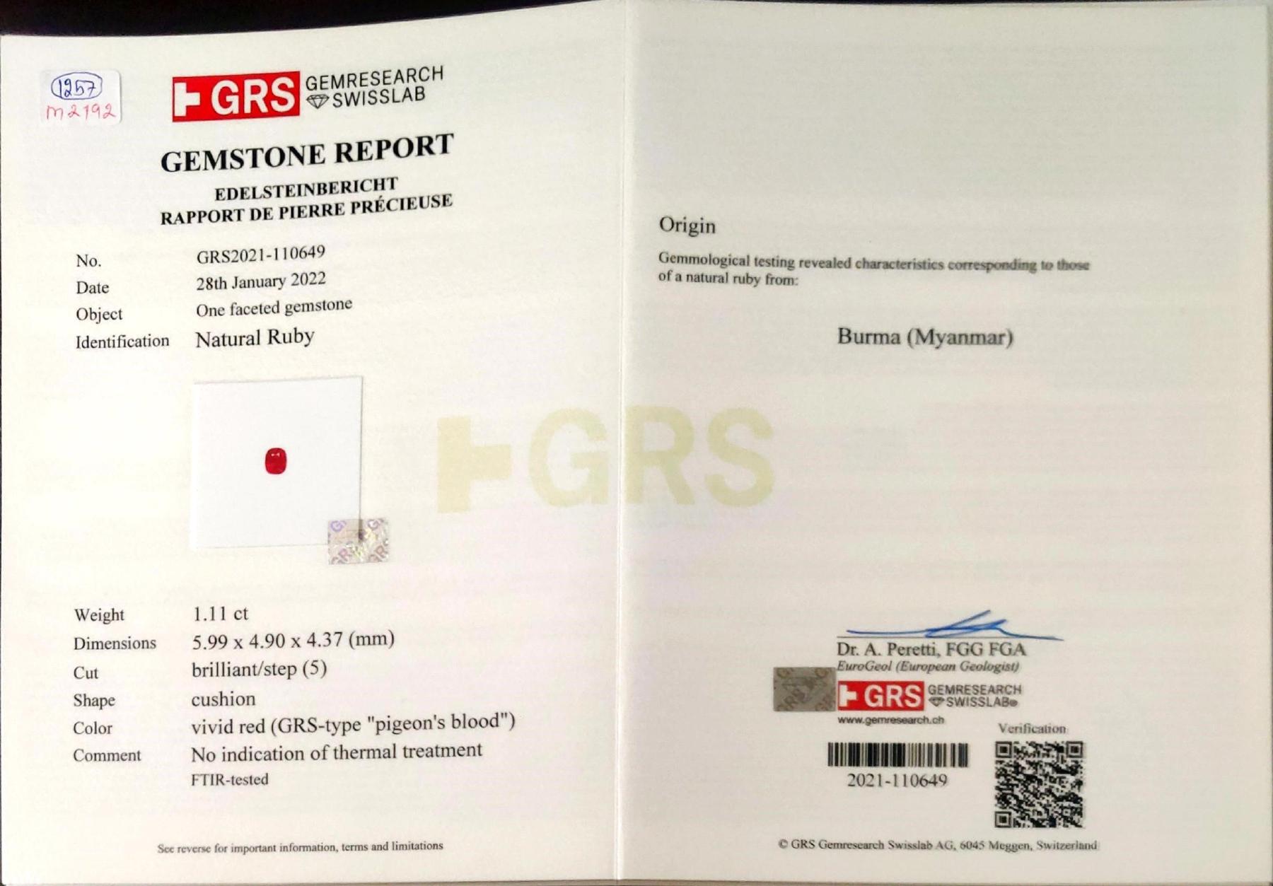 GRS Certified 2.20 Carat Burmese Pigeon Blood No Heat Ruby and Diamond Earrings In New Condition For Sale In Bangkok, TH