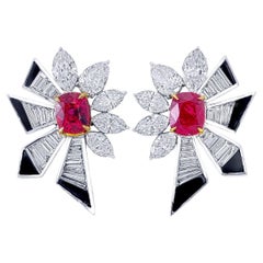 GRS Certified 2.20 Carat Burmese Pigeon Blood No Heat Ruby and Diamond Earrings