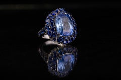 GRS Certified 22.14 Carat Unheated Burmese Sapphire 18K Gold Cocktail Ring