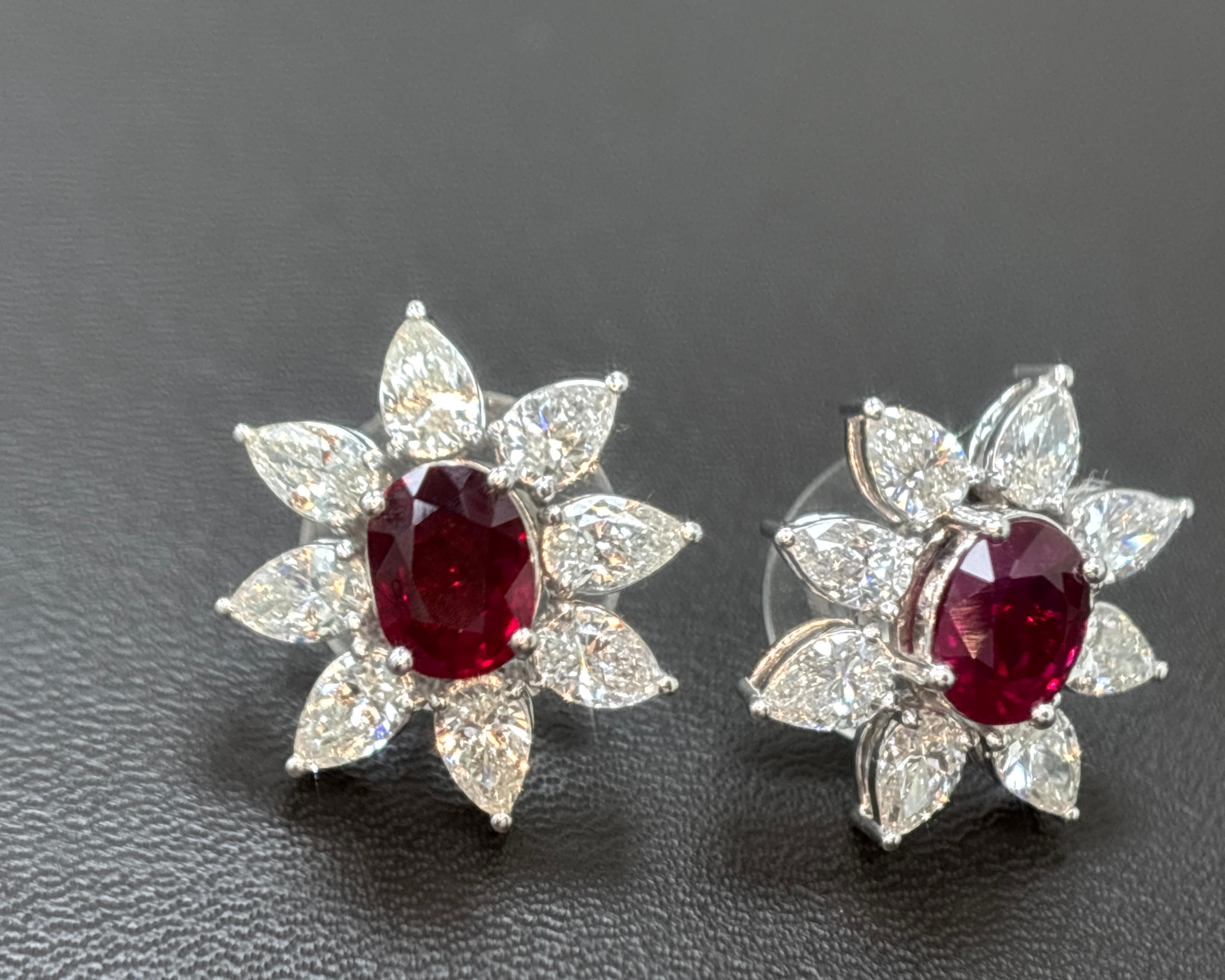 Orecchini in platino con diamante rosso rubino certificato GRS da 2,22 carati Burma No Heat Vivid Diamonds in vendita 5