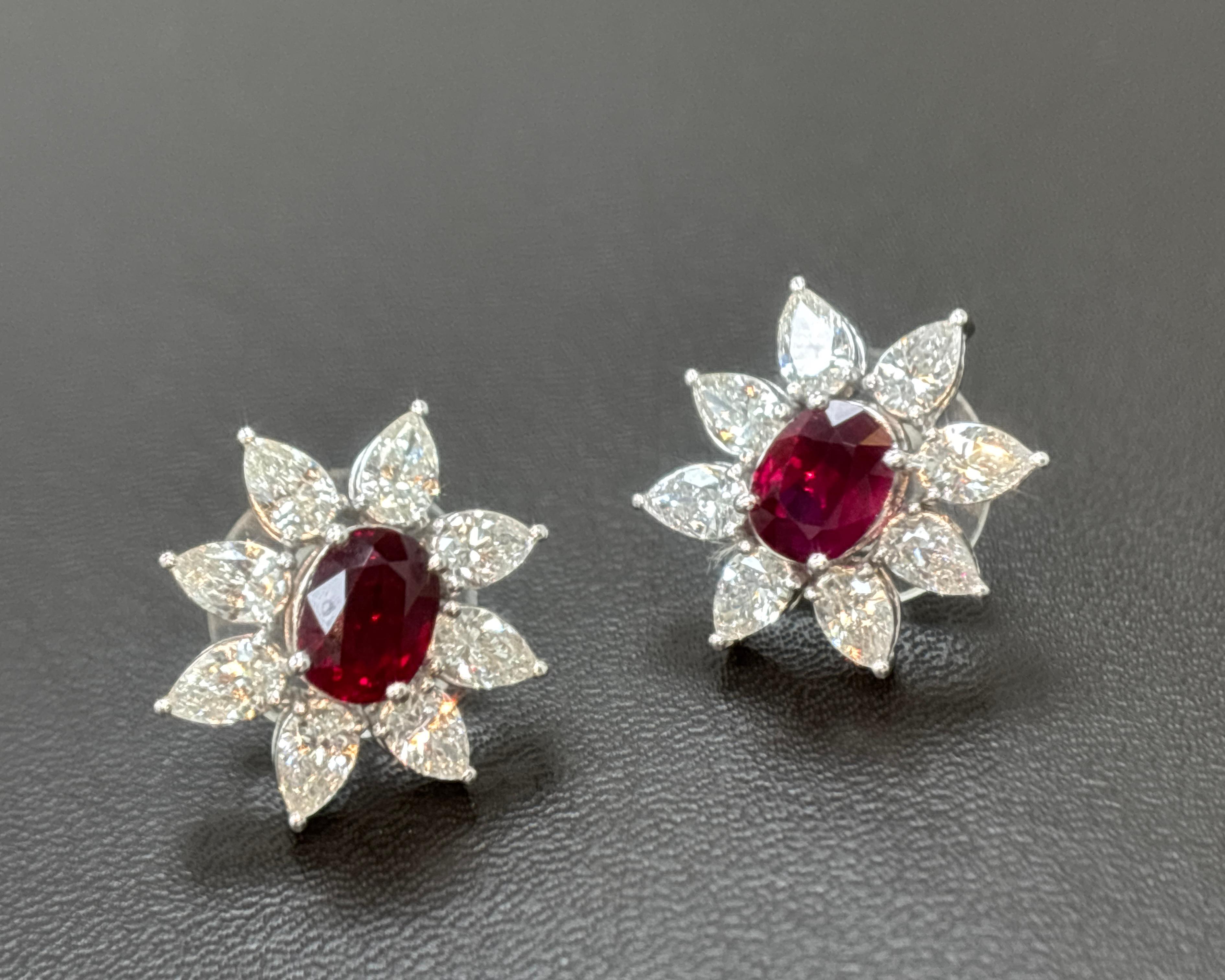 Orecchini in platino con diamante rosso rubino certificato GRS da 2,22 carati Burma No Heat Vivid Diamonds In condizioni Nuovo in vendita a Kowloon, HK