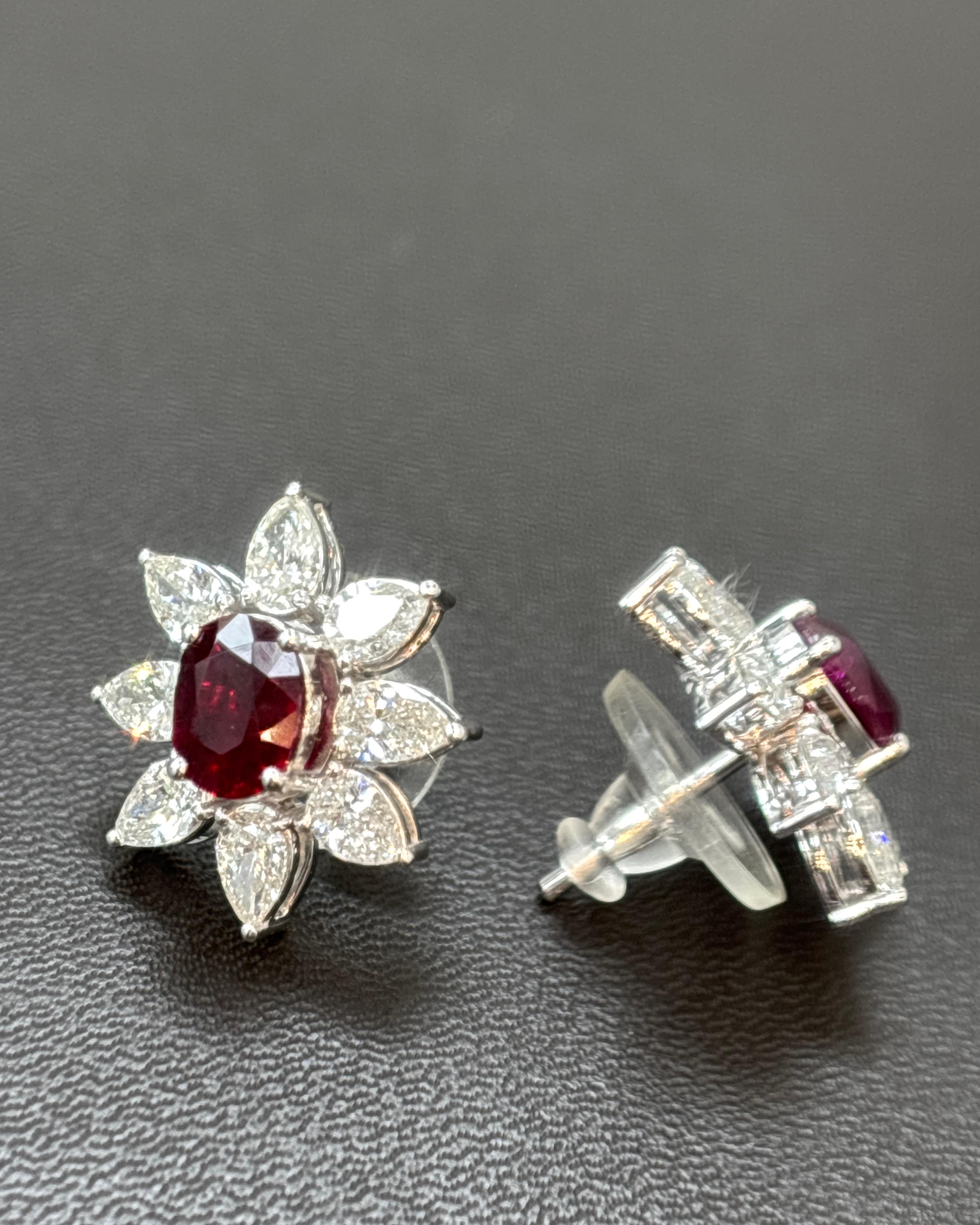 Orecchini in platino con diamante rosso rubino certificato GRS da 2,22 carati Burma No Heat Vivid Diamonds in vendita 2