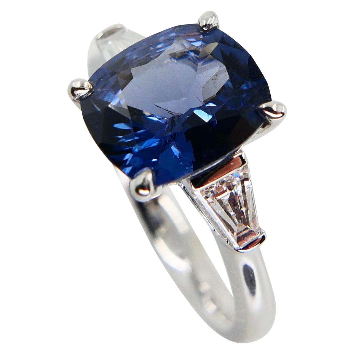 Contemporary GRS Certified 2.23 Cts Cobalt Spinel & Diamond Cocktail Ring. Collector's Item.  For Sale