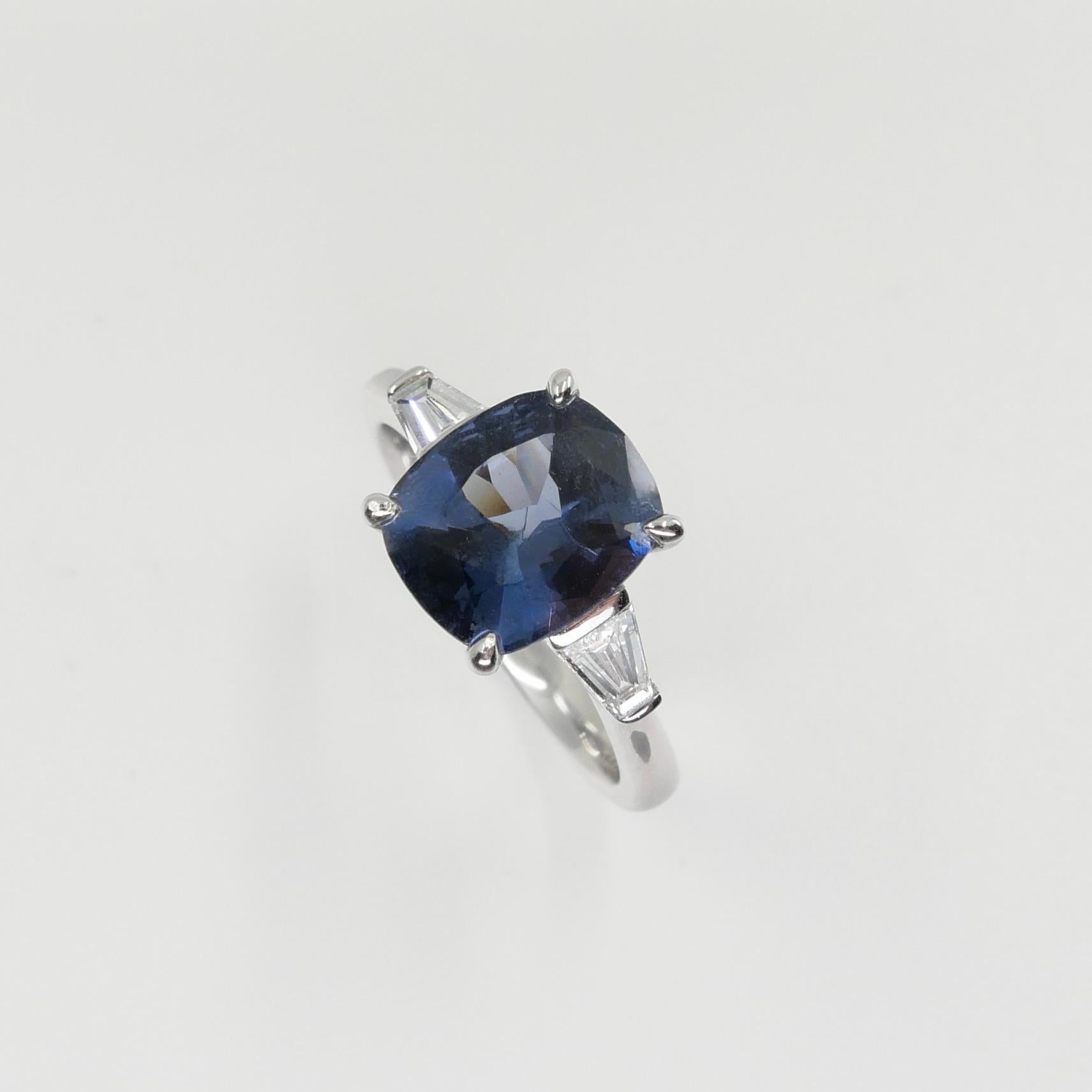 GRS Certified 2.23 Cts Cobalt Spinel & Diamond Cocktail Ring. Collector's Item.  For Sale 5