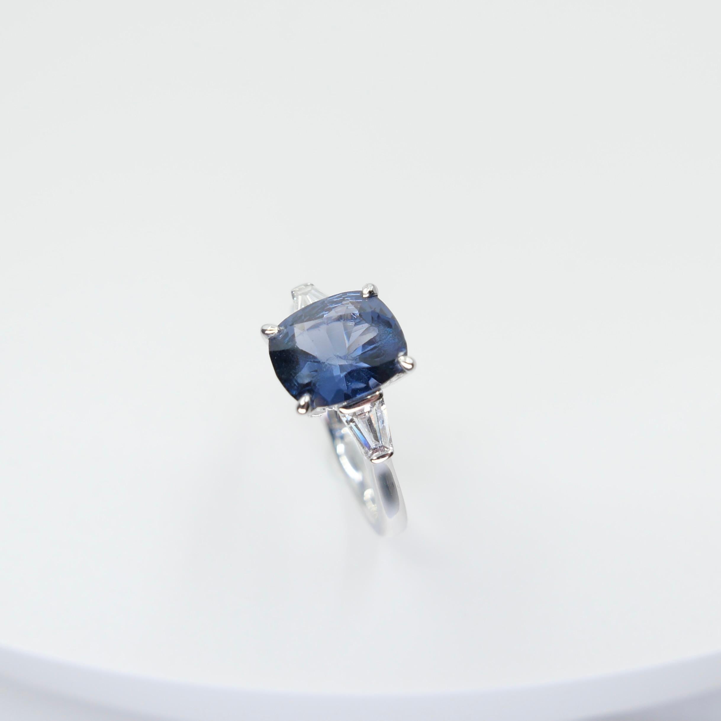 GRS Certified 2.23 Cts Cobalt Spinel & Diamond Cocktail Ring. Collector's Item. For Sale 4