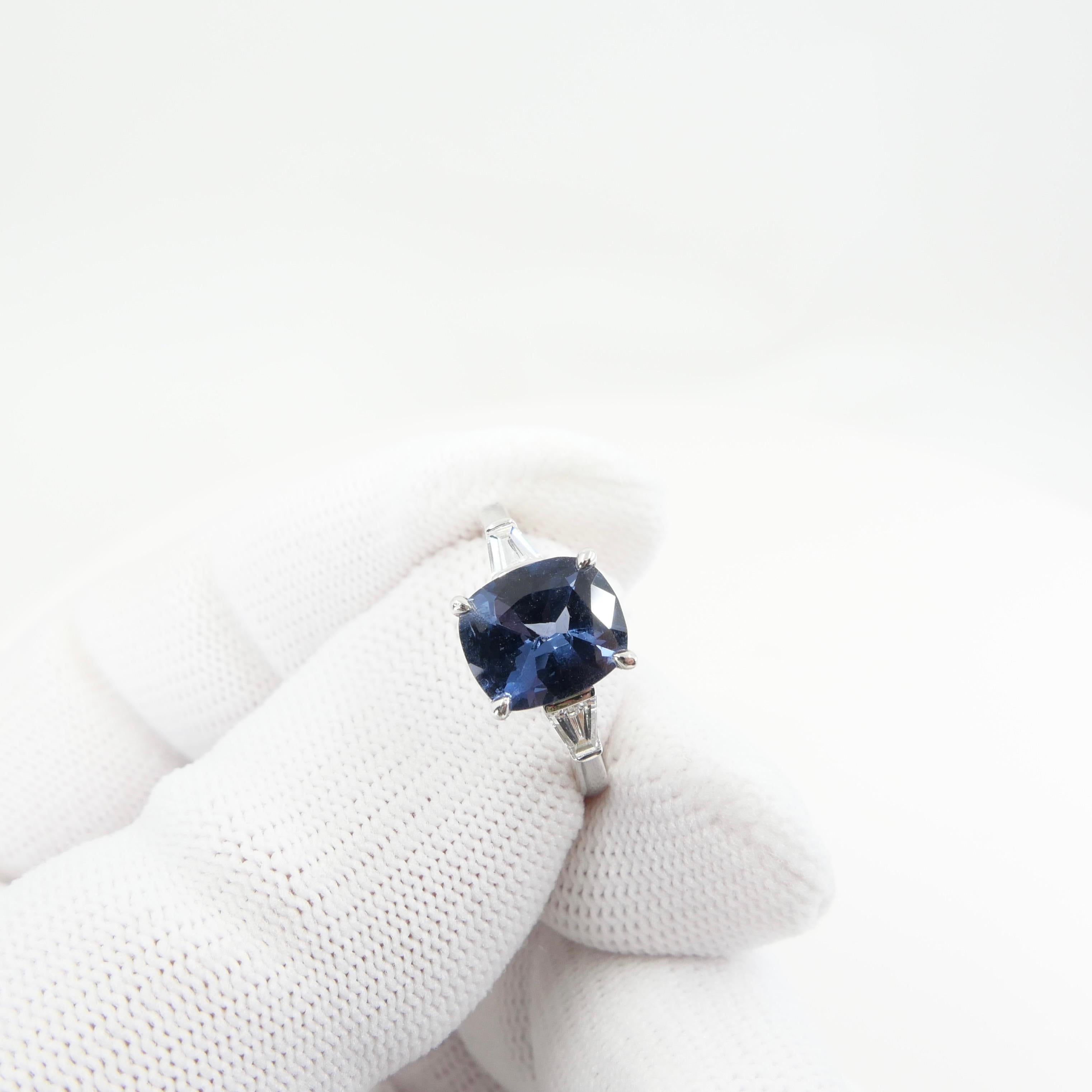 GRS Certified 2.23 Cts Cobalt Spinel & Diamond Cocktail Ring. Collector's Item.  For Sale 10
