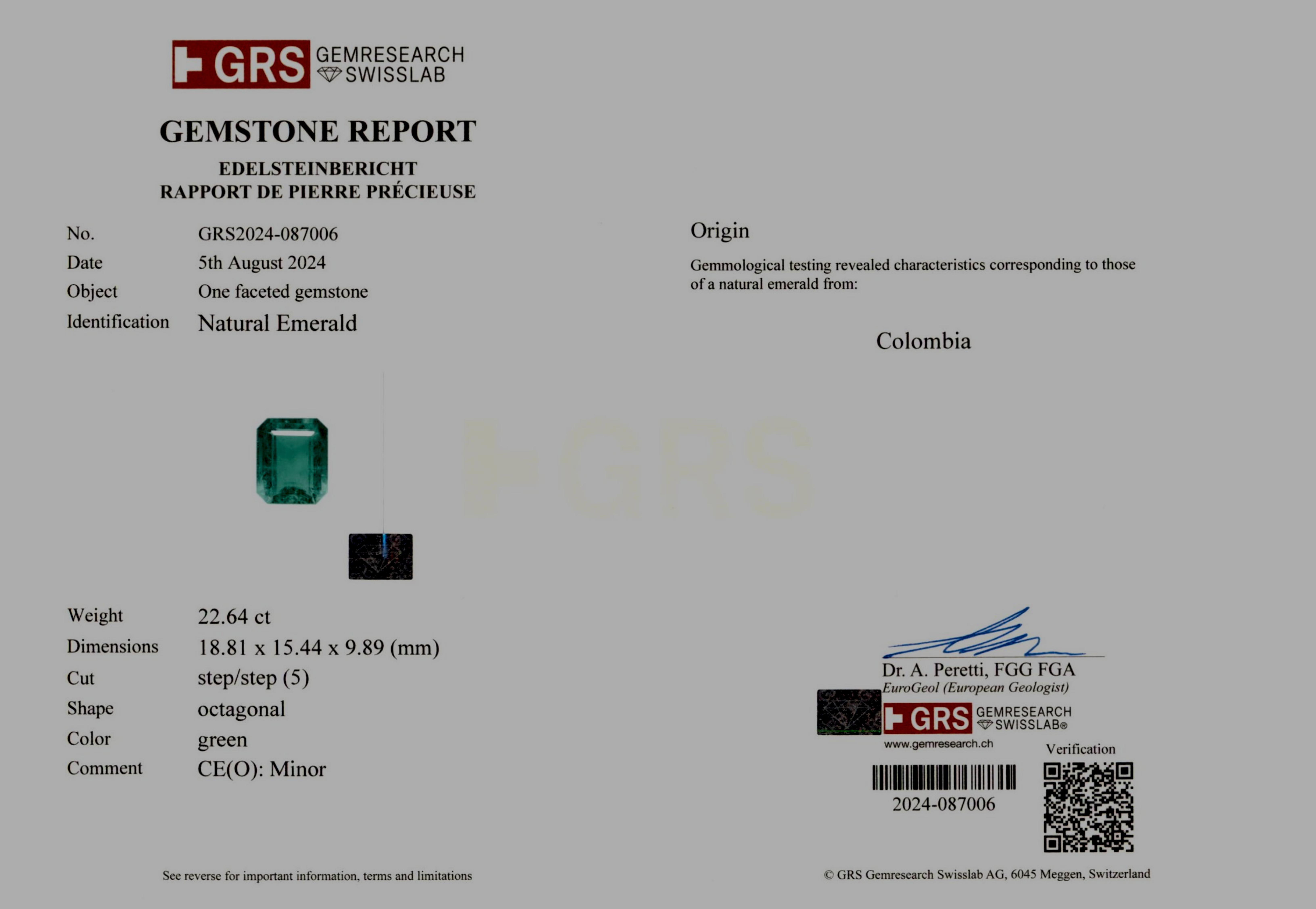 GRS Certified 22.64 Carat Colombian Emerald and Diamond Platinum Necklace In New Condition For Sale In Chicago, IL