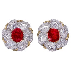 GRS Certified 2.27 Carat Burma No Heat Pigeon Blood Ruby And Diamond Earrings