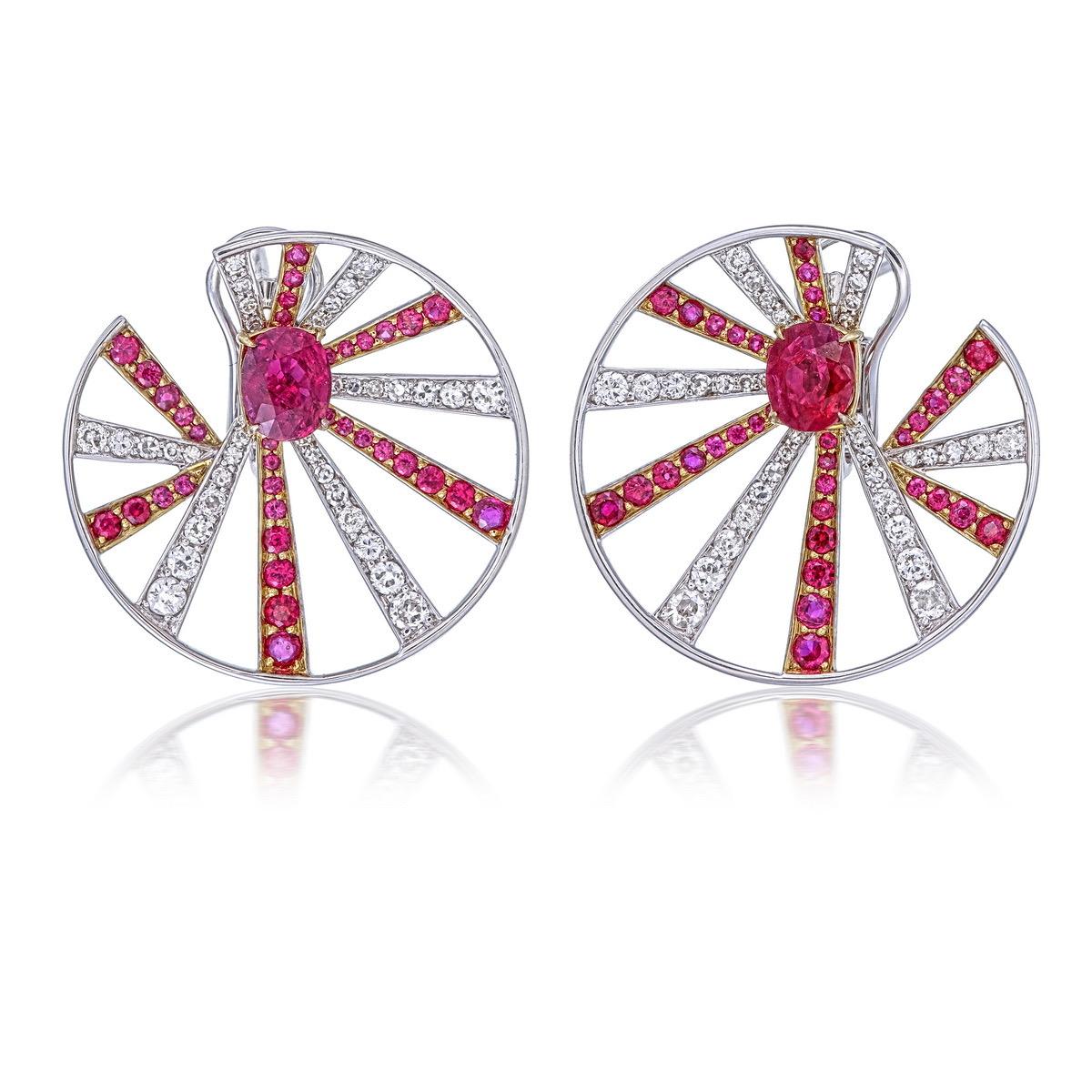 Oval Cut GRS Certified 2.28 Carat No Heat Burma Pigeon Blood Ruby in 18 Karat White Gold For Sale
