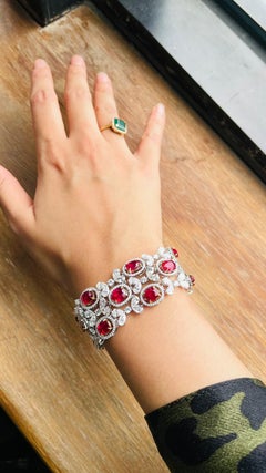 GRS Certified 23 Carat Burmese No Heat Pigeon Blood Ruby and Diamond Bracelet