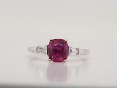 GRS Certified 2.30 Carat Burmese No Heat Ruby and Diamond Ring